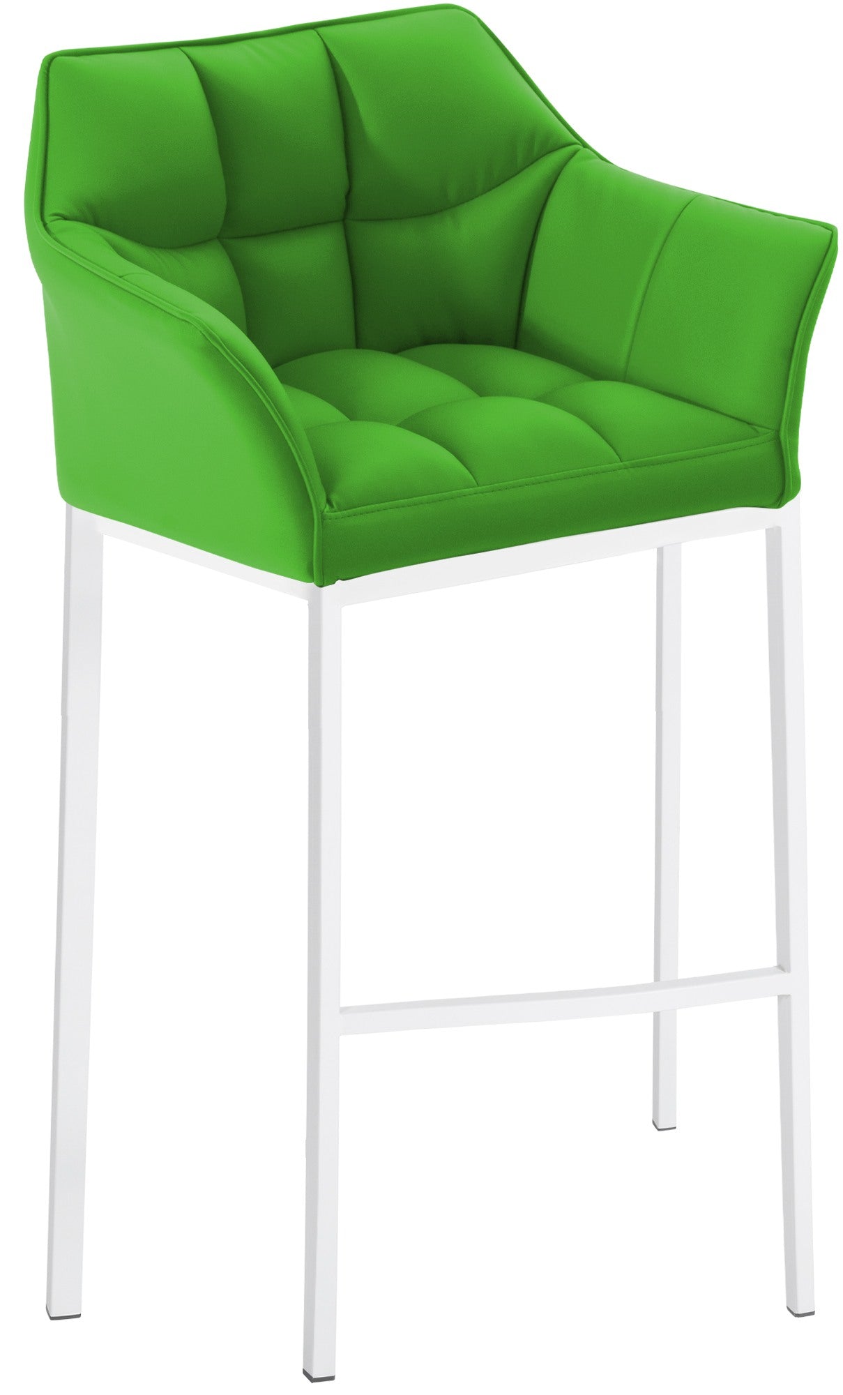 Barkruk Damaso - Hoge Kruk - Comfortabele Gewatteerde Rugleuning - Kunstleer Bekleding Kleur groen Onderstel Kleur wit