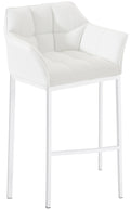 Barkruk Damaso - Hoge Kruk - Comfortabele Gewatteerde Rugleuning - Kunstleer Bekleding Kleur wit Onderstel Kleur wit