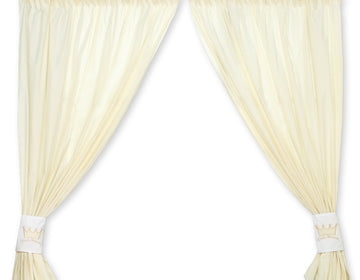 Gardiner till barnrum, fönsterdekoration, 100% bomull, tvättbart Lilla prinsessan krämfärgat set