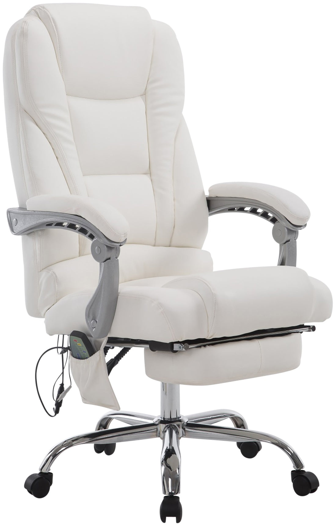 Massage Bureaustoel, Ergonomische Stoel, 7-Punts Massage, Kantelbaar & Verstelbaar Kleur wit