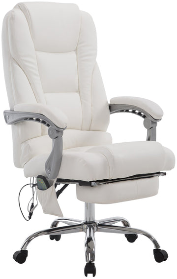 Massage Bureaustoel, Ergonomische Stoel, 7-Punts Massage, Kantelbaar & Verstelbaar Kleur wit