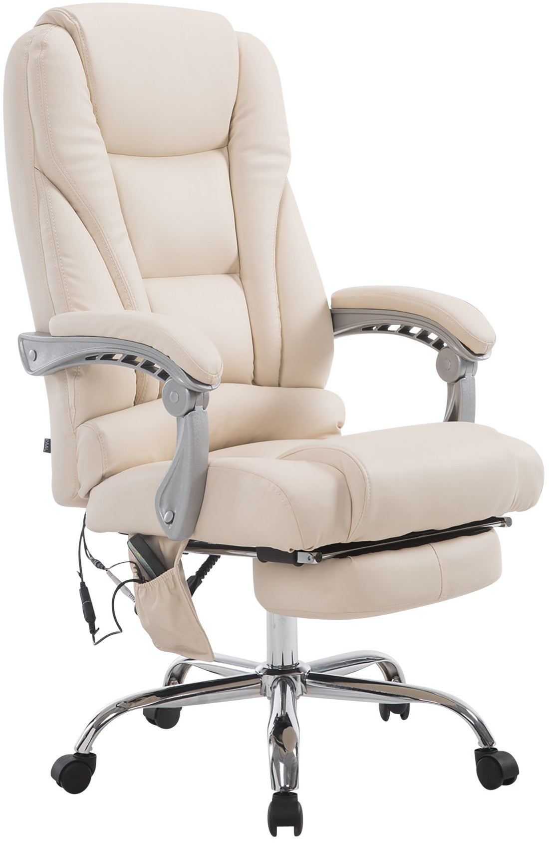 Massage Bureaustoel, Ergonomische Stoel, 7-Punts Massage, Kantelbaar & Verstelbaar Kleur wit