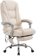 Massage Bureaustoel, Ergonomische Stoel, 7-Punts Massage, Kantelbaar & Verstelbaar Kleur crème