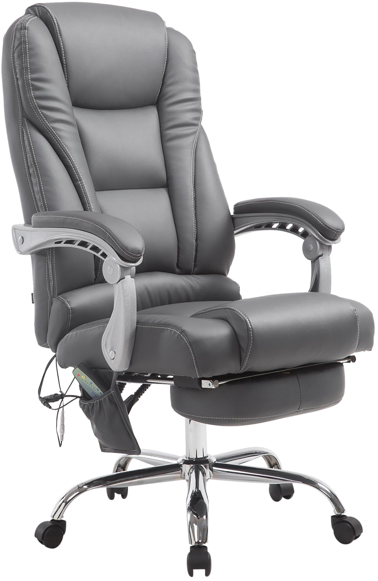 Massage Bureaustoel, Ergonomische Stoel, 7-Punts Massage, Kantelbaar & Verstelbaar Kleur grijs