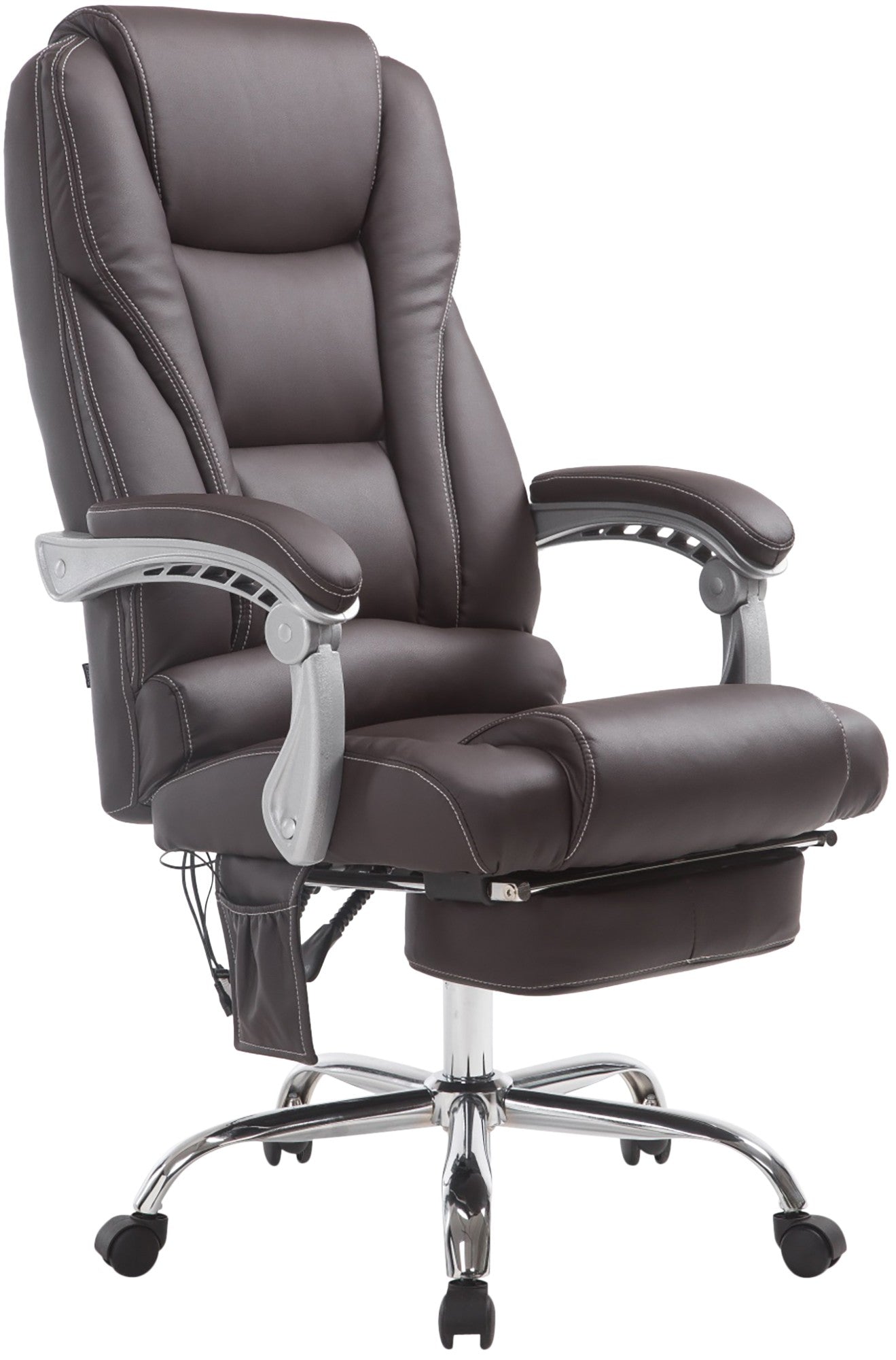 Massage Bureaustoel, Ergonomische Stoel, 7-Punts Massage, Kantelbaar & Verstelbaar Kleur bruin