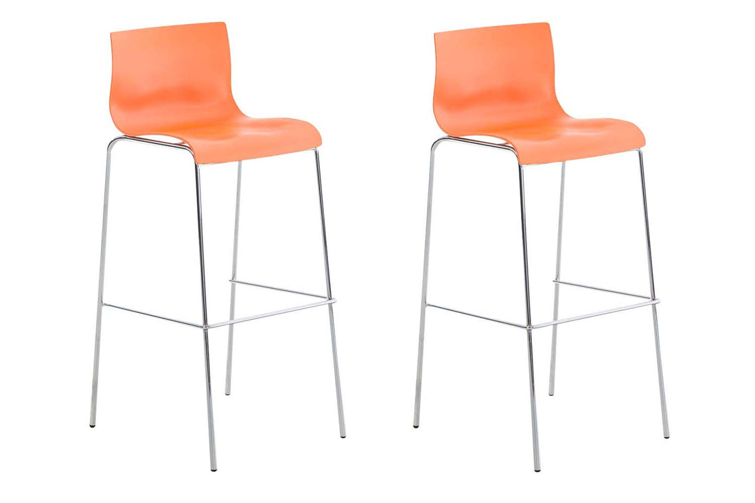 2-delige Set Barkrukken - Barstoelen - Ergonomisch Comfort voor Langdurig Zitten Kleur oranje Onderstel Kleur chroom