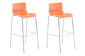 2-delige Set Barkrukken - Barstoelen - Ergonomisch Comfort voor Langdurig Zitten Kleur oranje Onderstel Kleur chroom