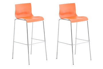 2-delige Set Barkrukken - Barstoelen - Ergonomisch Comfort voor Langdurig Zitten Kleur oranje Onderstel Kleur chroom