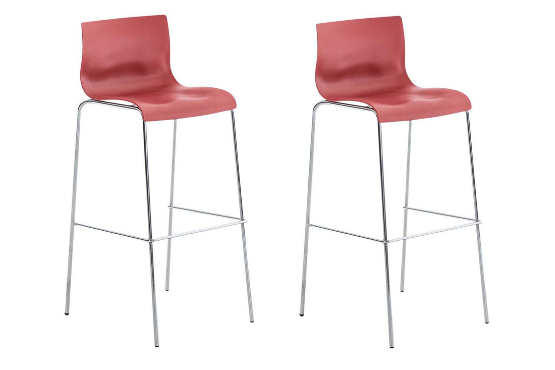 2-delige Set Barkrukken - Barstoelen - Ergonomisch Comfort voor Langdurig Zitten Kleur oranje Onderstel Kleur chroom