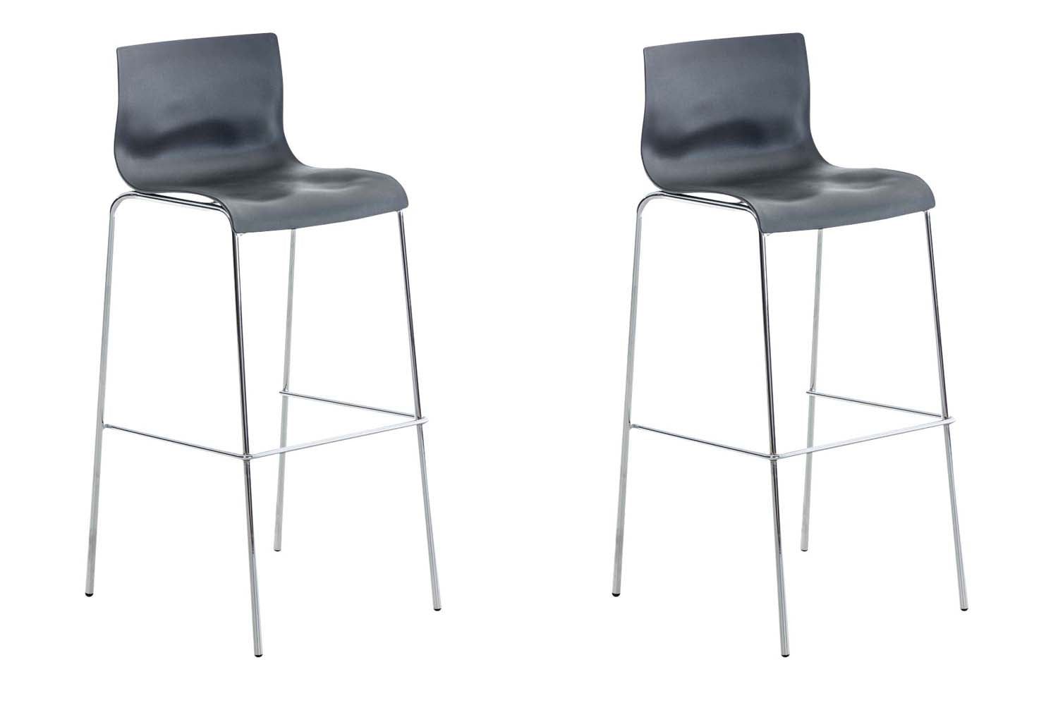 2-delige Set Barkrukken - Barstoelen - Ergonomisch Comfort voor Langdurig Zitten Kleur grijs Onderstel Kleur chroom