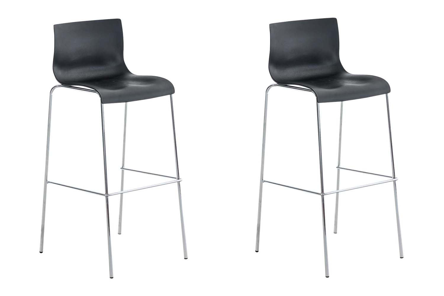 2-delige Set Barkrukken - Barstoelen - Ergonomisch Comfort voor Langdurig Zitten Kleur zwart Onderstel Kleur chroom