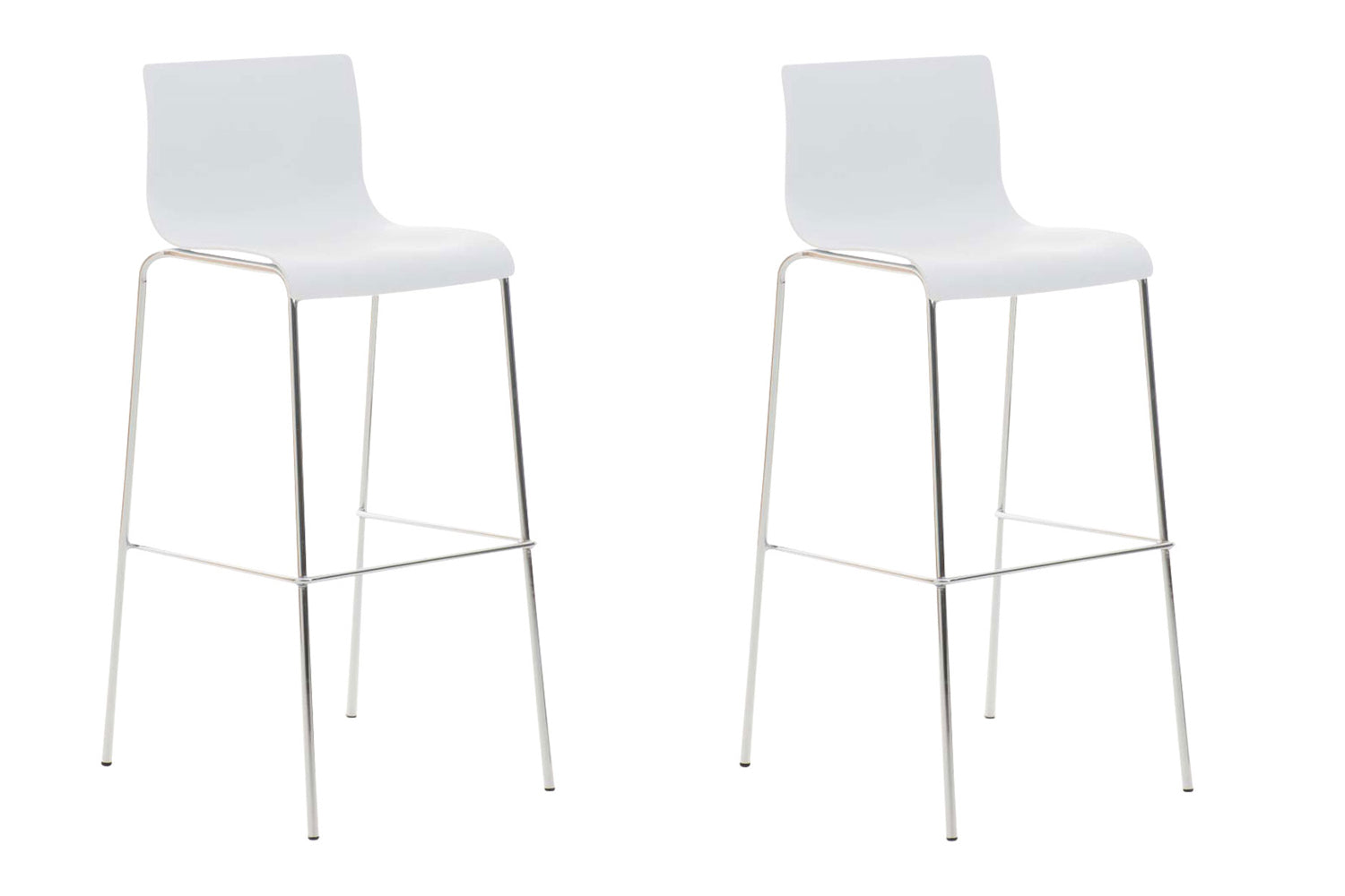 2-delige Set Barkrukken - Barstoelen - Ergonomisch Comfort voor Langdurig Zitten Kleur wit Onderstel Kleur chroom
