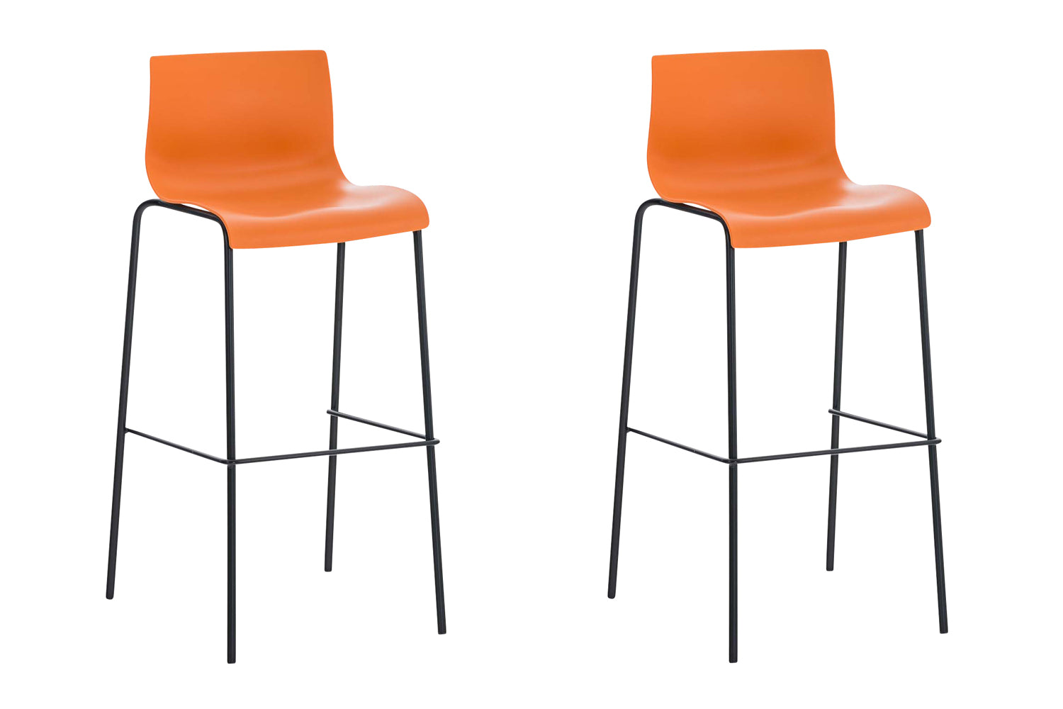 2-delige Set Barkrukken - Barstoelen - Ergonomisch Comfort voor Langdurig Zitten Kleur oranje Onderstel Kleur zwart