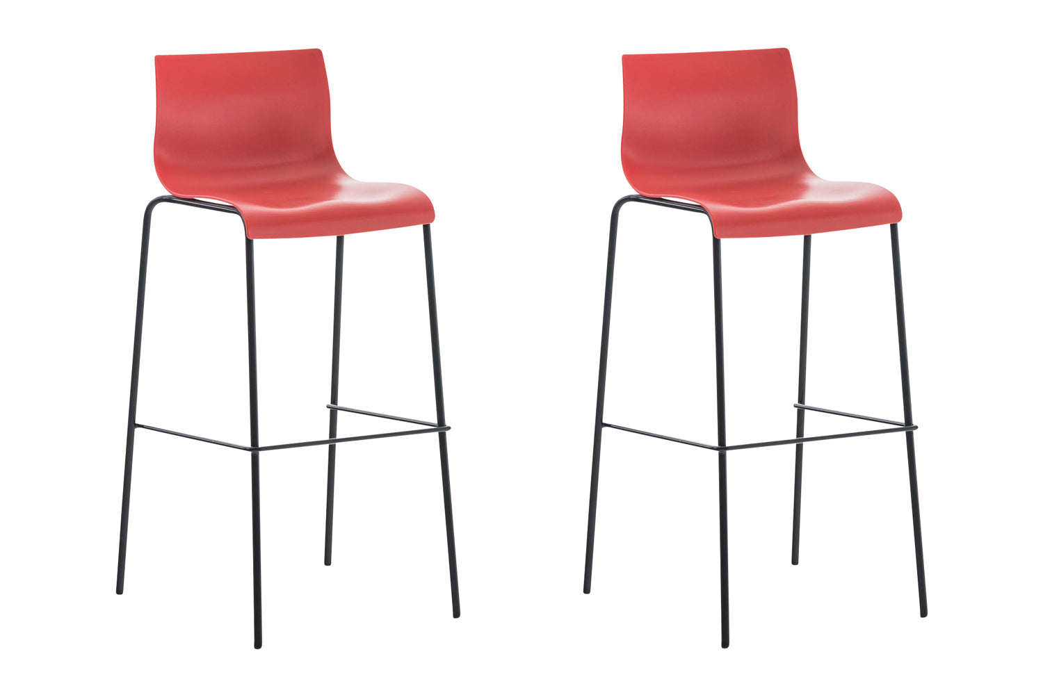 2-delige Set Barkrukken - Barstoelen - Ergonomisch Comfort voor Langdurig Zitten Kleur rood Onderstel Kleur zwart
