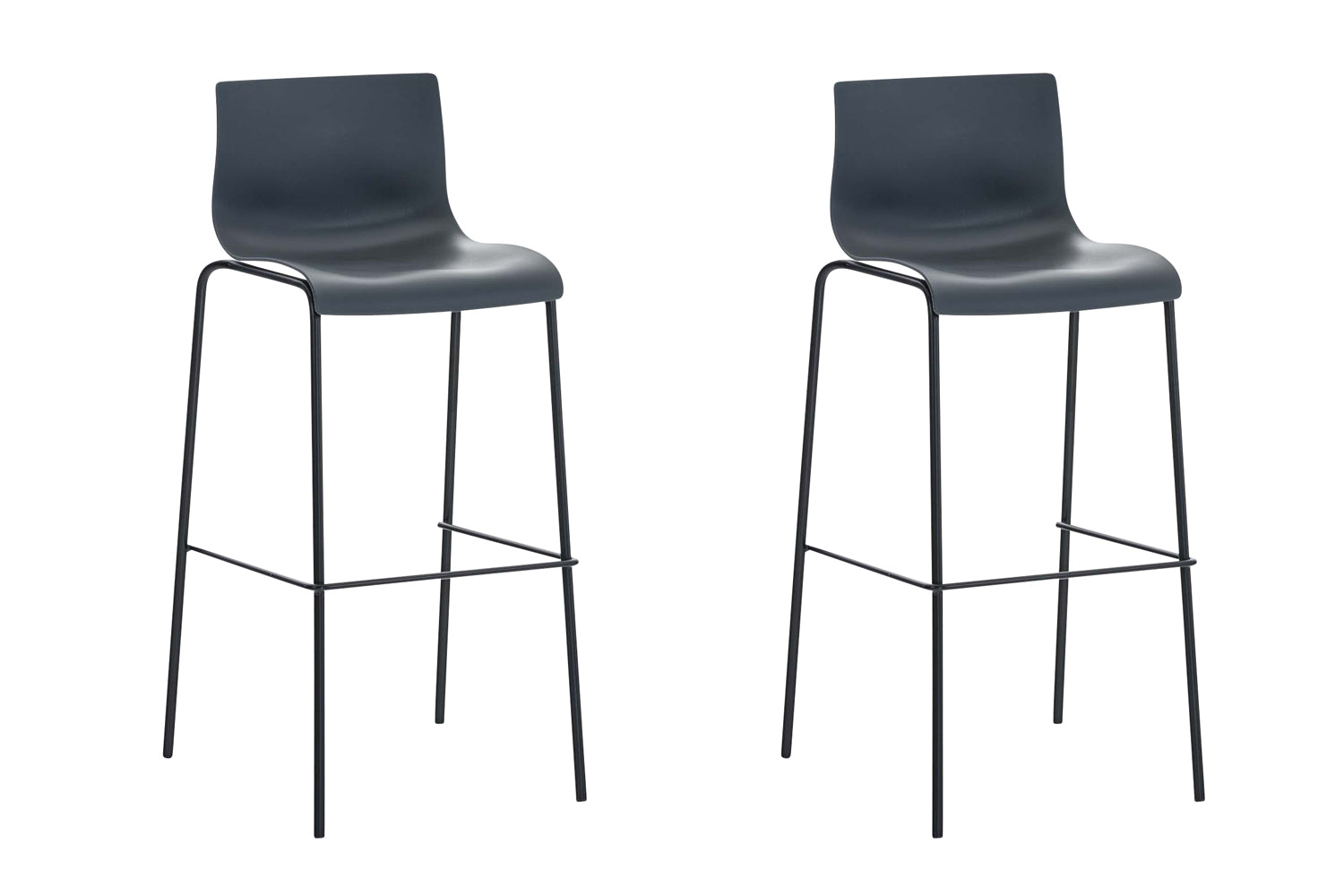 2-delige Set Barkrukken - Barstoelen - Ergonomisch Comfort voor Langdurig Zitten Kleur grijs Onderstel Kleur zwart
