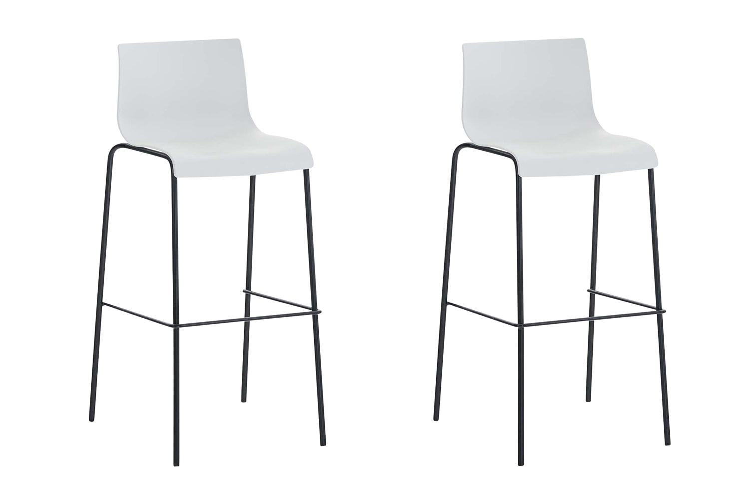 2-delige Set Barkrukken - Barstoelen - Ergonomisch Comfort voor Langdurig Zitten Kleur wit Onderstel Kleur zwart