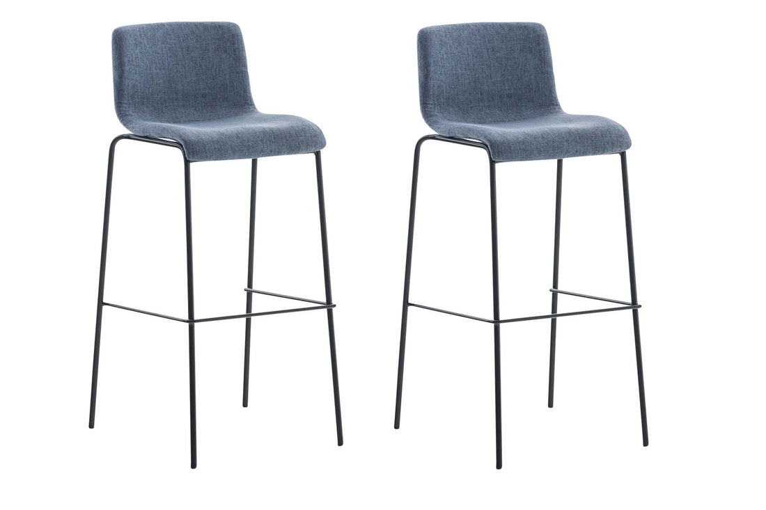2-delige Set Barkrukken - Nauwe Krukken - Ergonomisch Ontwerp voor Comfortabele Zithouding Kleur blauw Onderstel Kleur zwart