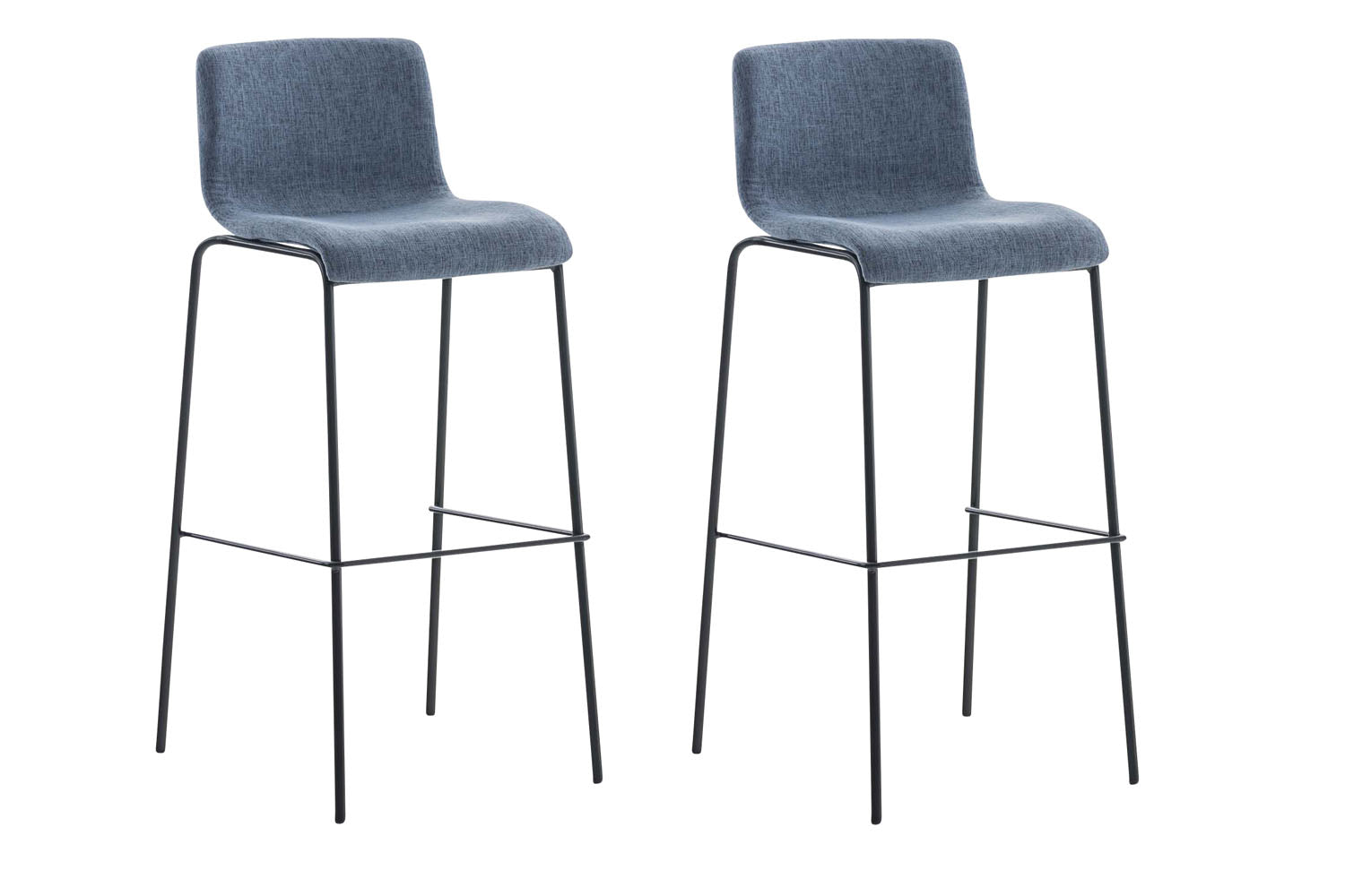 2-delige Set Barkrukken - Nauwe Krukken - Ergonomisch Ontwerp voor Comfortabele Zithouding Kleur blauw Onderstel Kleur zwart