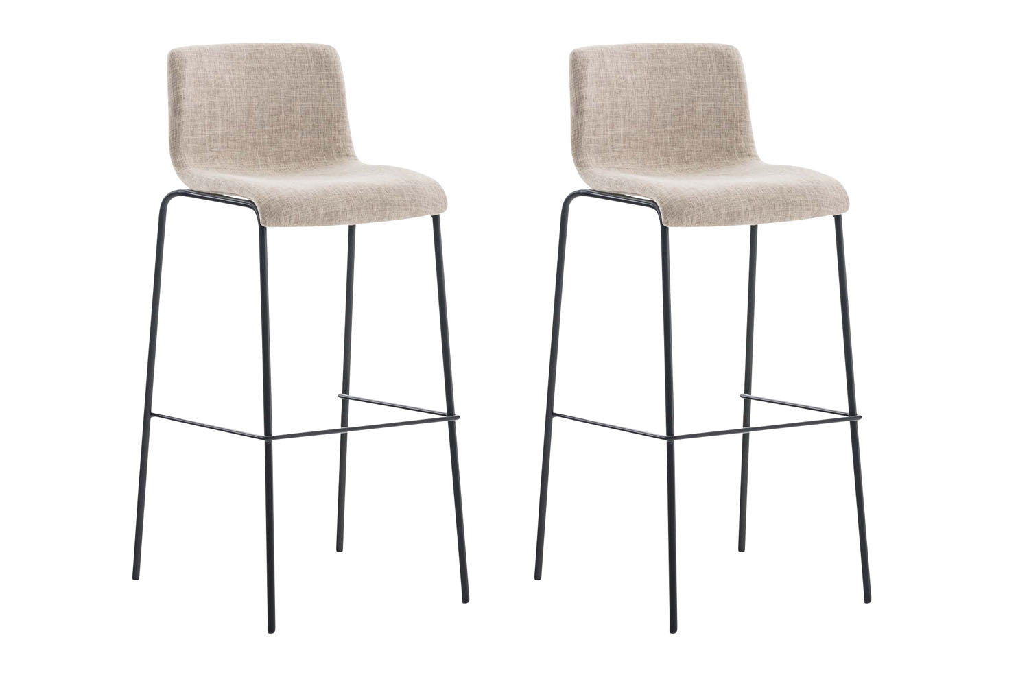2-delige Set Barkrukken - Nauwe Krukken - Ergonomisch Ontwerp voor Comfortabele Zithouding Kleur crème Onderstel Kleur zwart