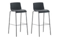 2-delige Set Barkrukken - Nauwe Krukken - Ergonomisch Ontwerp voor Comfortabele Zithouding Kleur donkergrijs Onderstel Kleur zwart