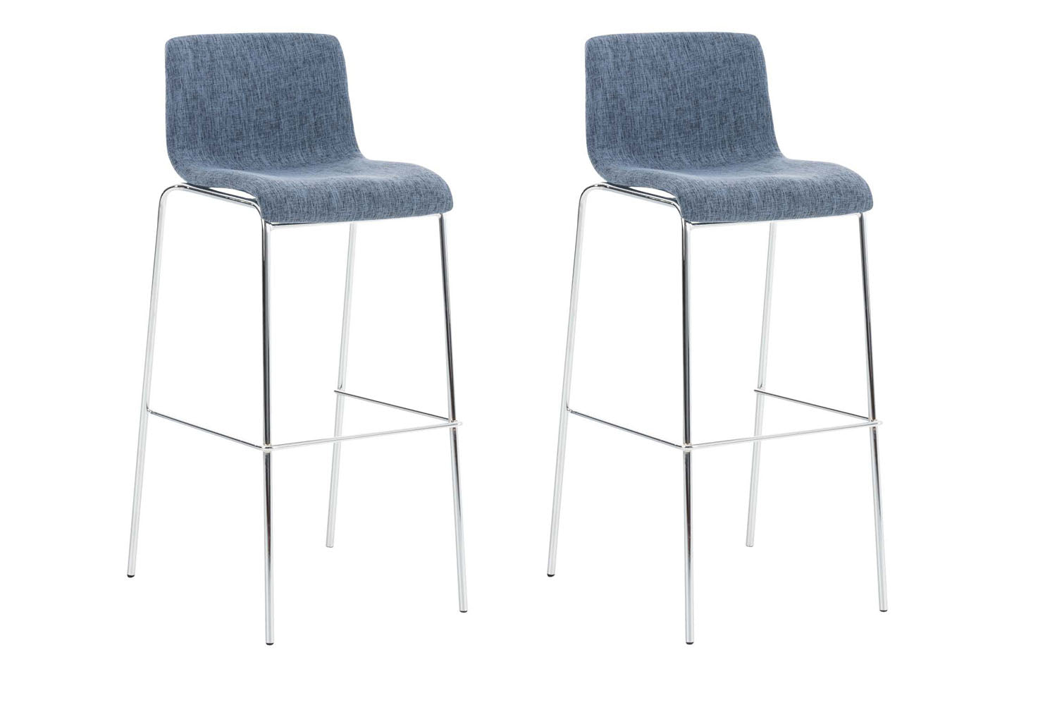 2-delige Set Barkrukken - Nauwe Krukken - Ergonomisch Ontwerp voor Comfortabele Zithouding Kleur blauw Onderstel Kleur chroom