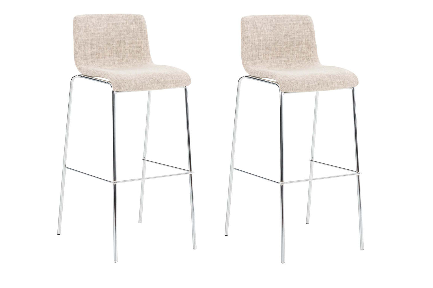 2-delige Set Barkrukken - Nauwe Krukken - Ergonomisch Ontwerp voor Comfortabele Zithouding Kleur crème Onderstel Kleur chroom