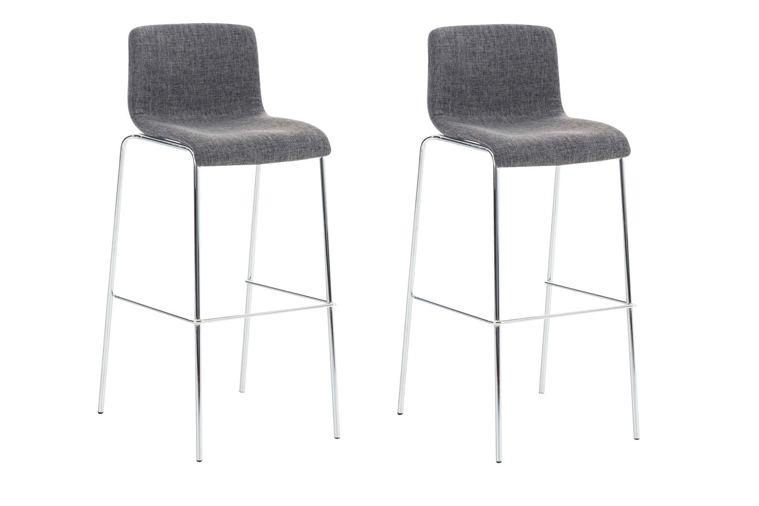 2-delige Set Barkrukken - Nauwe Krukken - Ergonomisch Ontwerp voor Comfortabele Zithouding Kleur lichtgrijs Onderstel Kleur chroom