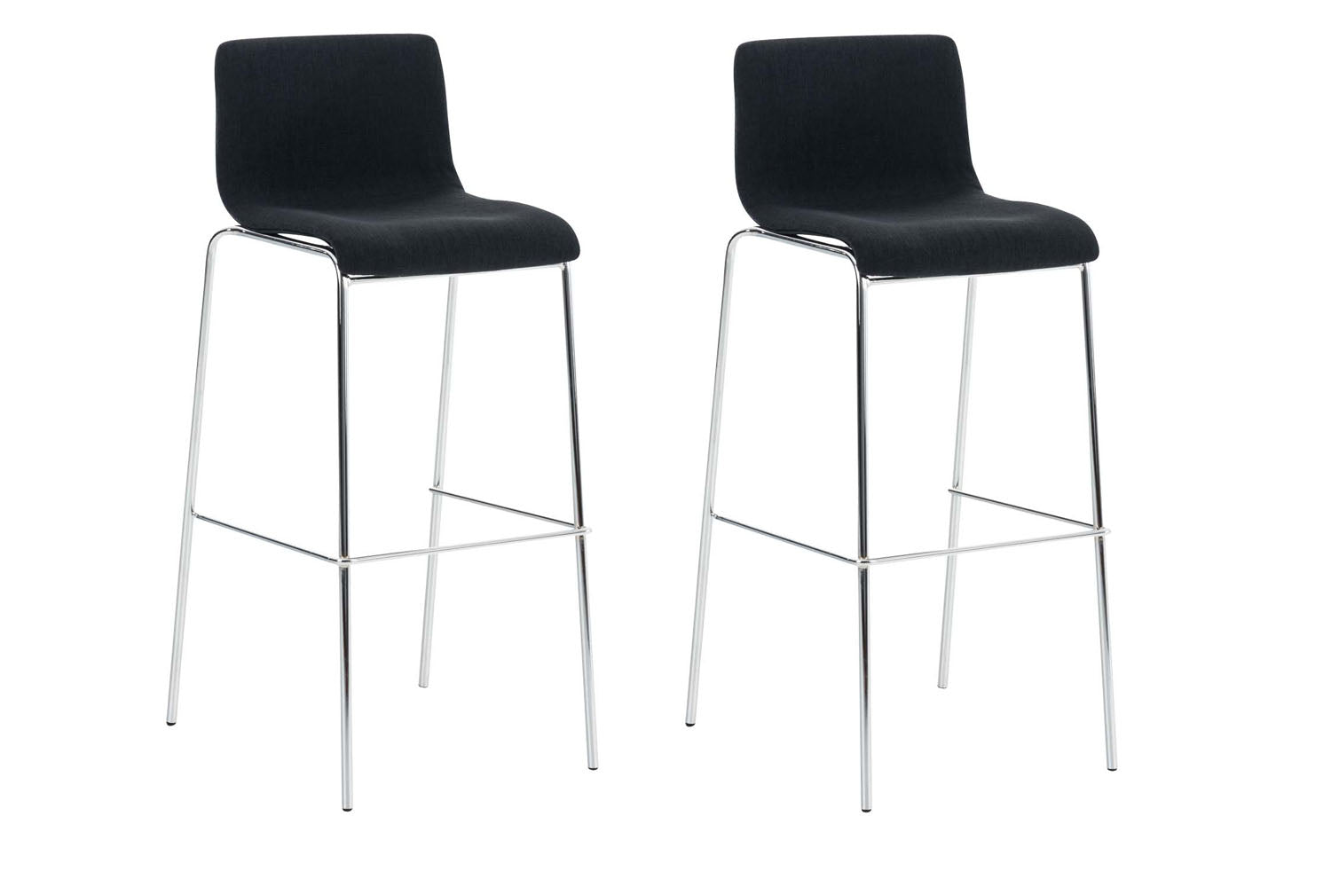 2-delige Set Barkrukken - Nauwe Krukken - Ergonomisch Ontwerp voor Comfortabele Zithouding Kleur zwart Onderstel Kleur chroom