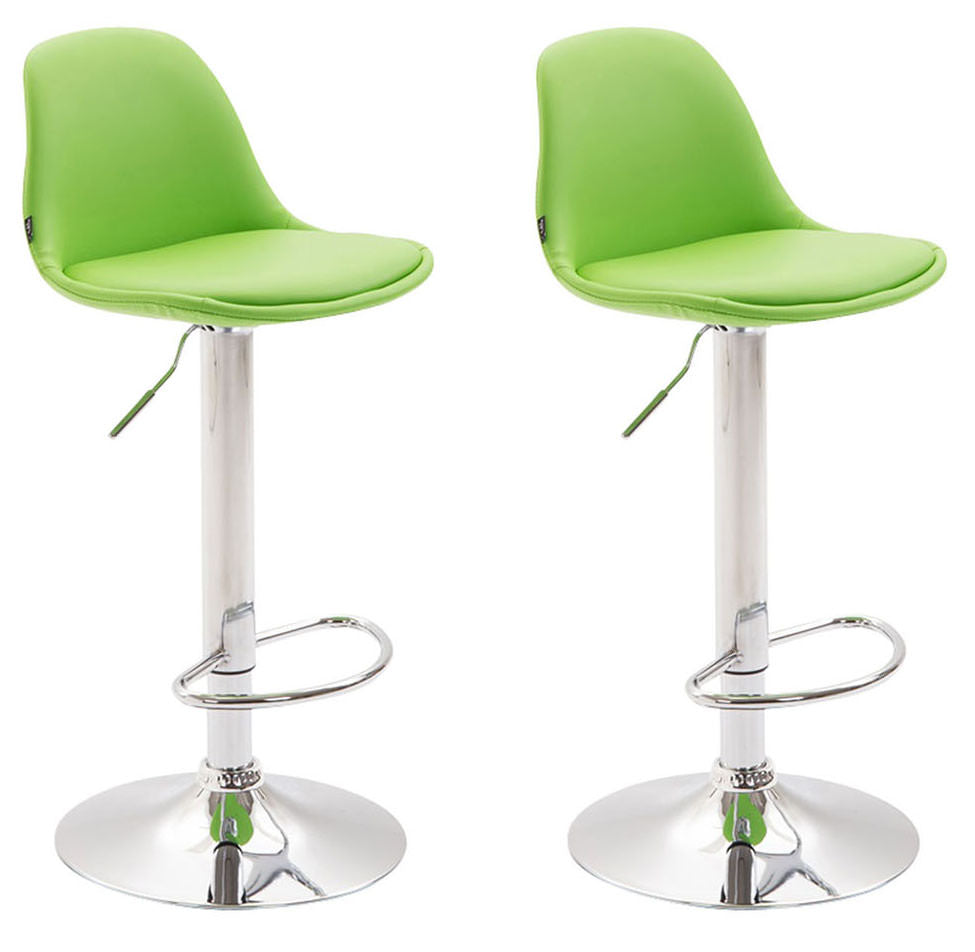 2-delige set Barkrukken - Barstoelen - Hoogte Verstelbaar, Kunststof & Kunstleer Mix Kleur groen Onderstel Kleur chroom