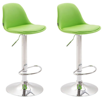 2-delige set Barkrukken - Barstoelen - Hoogte Verstelbaar, Kunststof & Kunstleer Mix Kleur groen Onderstel Kleur chroom