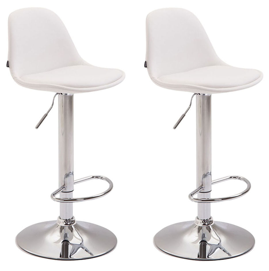 Set van 2 Moderne Barkrukken - Kunstleer - Optimaal Comfort en Verstelbare Hoogte Kleur wit