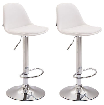 Set van 2 Moderne Barkrukken - Kunstleer - Optimaal Comfort en Verstelbare Hoogte Kleur wit