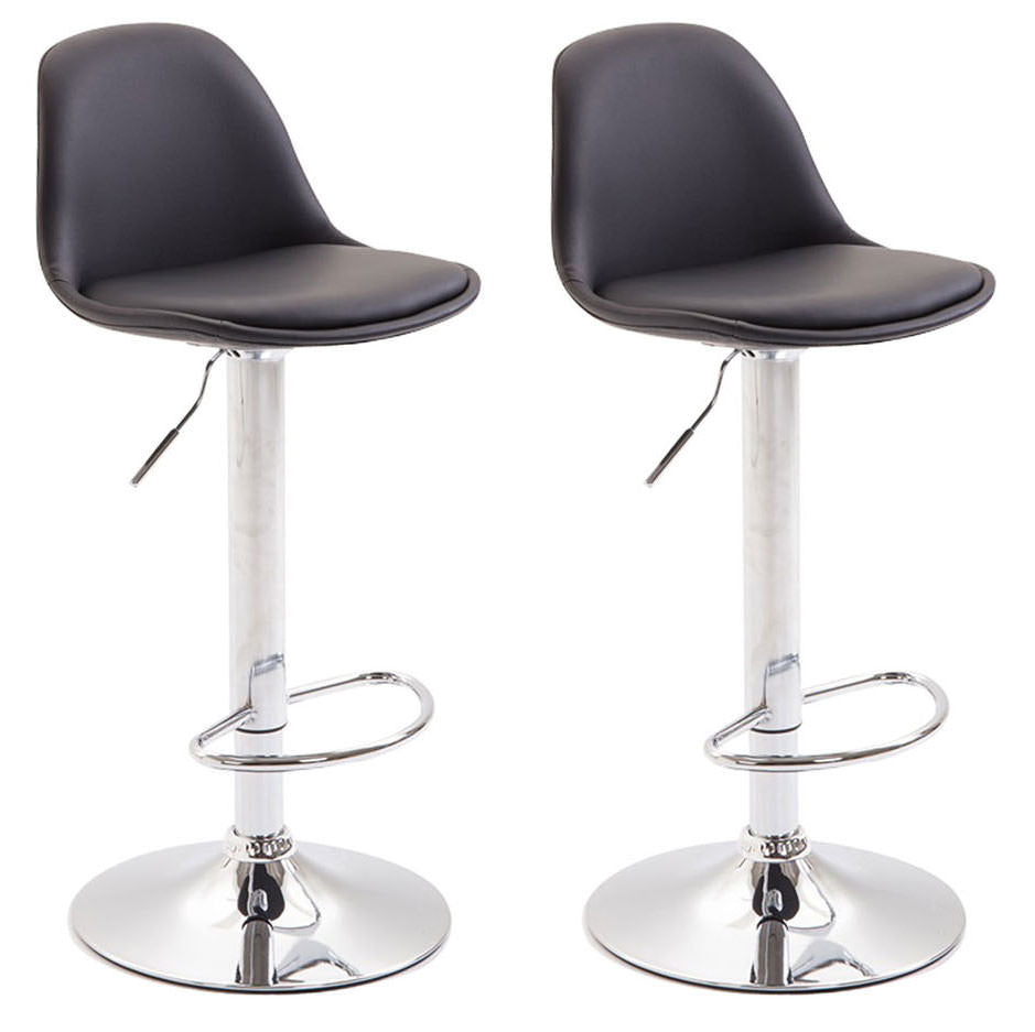 2-delige set Barkrukken - Barstoelen - Hoogte Verstelbaar, Kunststof & Kunstleer Mix Kleur zwart Onderstel Kleur chroom