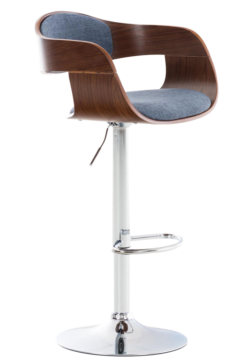 Design Barkruk - Kruk - Ergonomisch Zitcomfort, 360° Draaibaar & Verstelbaar Kleur walnoot/blau