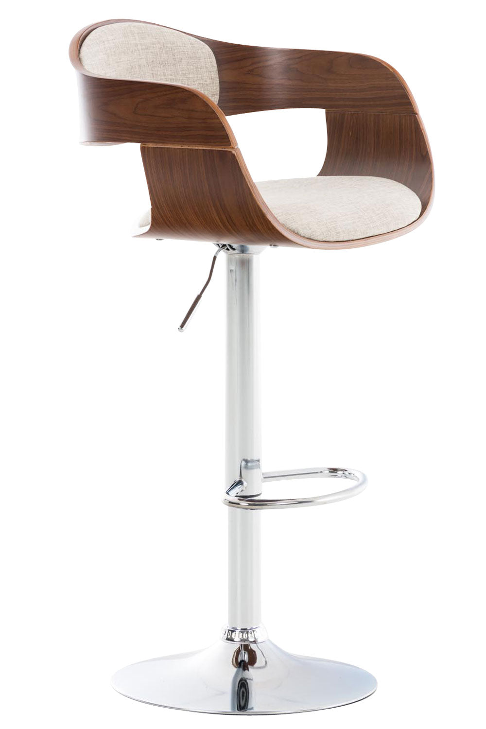Design Barkruk - Kruk - Ergonomisch Zitcomfort, 360° Draaibaar & Verstelbaar Kleur walnoot/creme