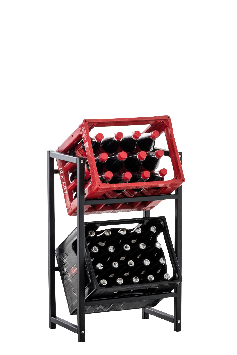Binnenhuis Opslagrek - Wijnrek - Eenvoudige Flessenplaatsing, Roestvrij Staal Opties Maat voor 2 dozen Kleur zwart