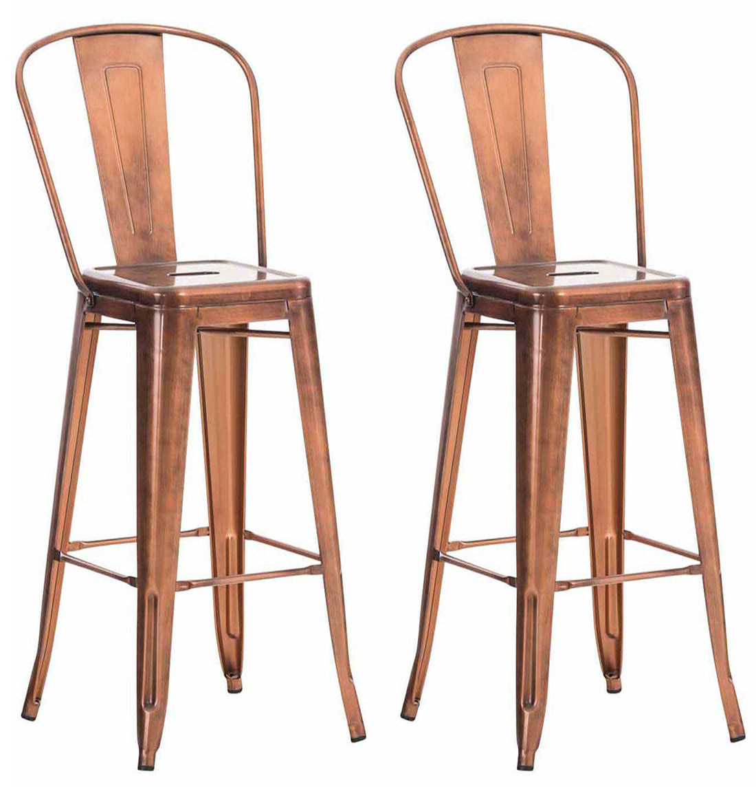 Set van 2 Barkrukken - Hoge Krukken - Met Voetsteun en Kleurkeuze Kleur koper