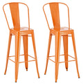 Set van 2 Barkrukken - Hoge Krukken - Met Voetsteun en Kleurkeuze Kleur oranje