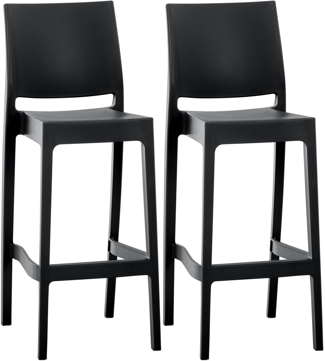 Set van 2 Barkrukken - Stoelen - Weerbestendige Kunststof, Comfortabel & UV-bestendig Kleur donkergrijs