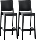 Set van 2 Barkrukken - Stoelen - Weerbestendige Kunststof, Comfortabel & UV-bestendig Kleur zwart