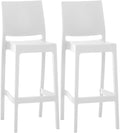 Set van 2 Barkrukken - Stoelen - Weerbestendige Kunststof, Comfortabel & UV-bestendig Kleur wit