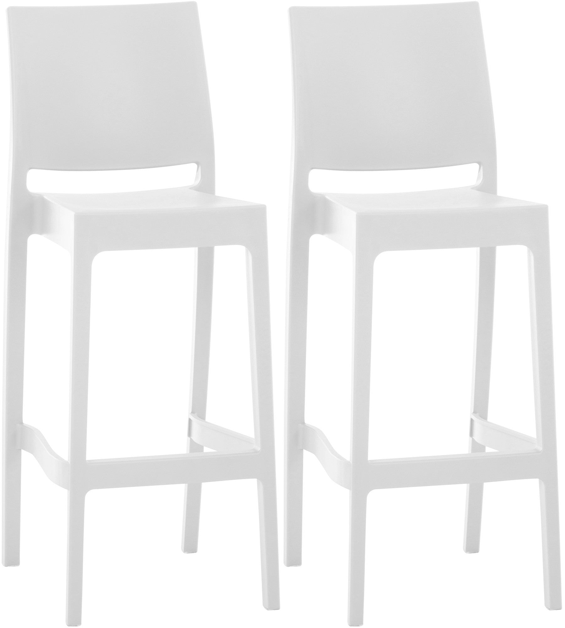 Set van 2 Barkrukken - Stoelen - Weerbestendige Kunststof, Comfortabel & UV-bestendig Kleur wit