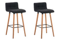 2-delige set Barkrukken - Houten Frame - Comfortabele Stoffen Zitting & Voetensteun Onderstel Kleur natuur Kleur donkergrijs