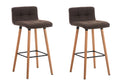 2-delige set Barkrukken - Houten Frame - Comfortabele Stoffen Zitting & Voetensteun Onderstel Kleur natuur Kleur bruin