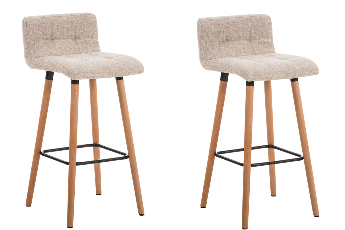 Set van 2 Barkrukken - Hoge Stoelen - Comfortabele Gestoffeerde Zitting, Lange Levensduur Kleur crème