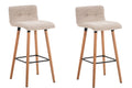 Set van 2 Barkrukken - Hoge Stoelen - Comfortabele Gestoffeerde Zitting, Lange Levensduur Kleur crème