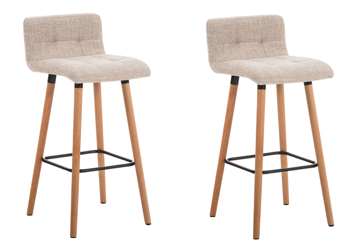 Set van 2 Barkrukken - Hoge Stoelen - Comfortabele Gestoffeerde Zitting, Lange Levensduur Kleur crème