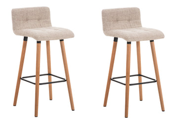 Set van 2 Barkrukken - Hoge Stoelen - Comfortabele Gestoffeerde Zitting, Lange Levensduur Kleur crème