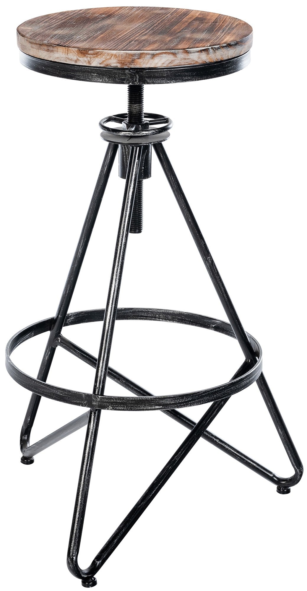 Barkruk Industriële Stijl - Essenhout - Verstelbare Hoogte 67-81 cm Kleur antiek wit