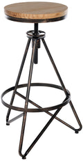 Barkruk Industriële Stijl - Essenhout - Verstelbare Hoogte 67-81 cm Kleur bronzen